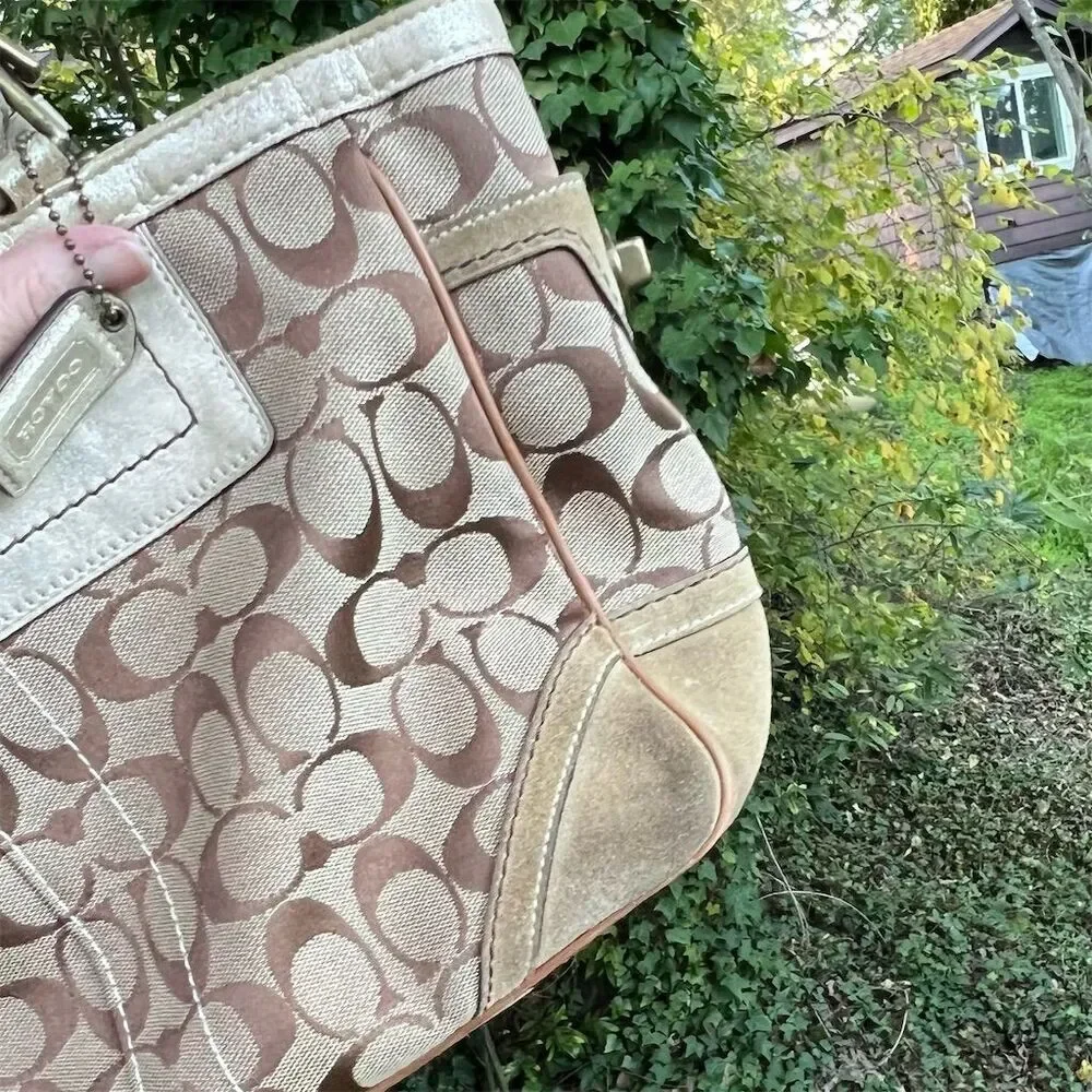 VINTAGE COACH Women's Shoulder Bag Tote 8K49 AUTHENTIC